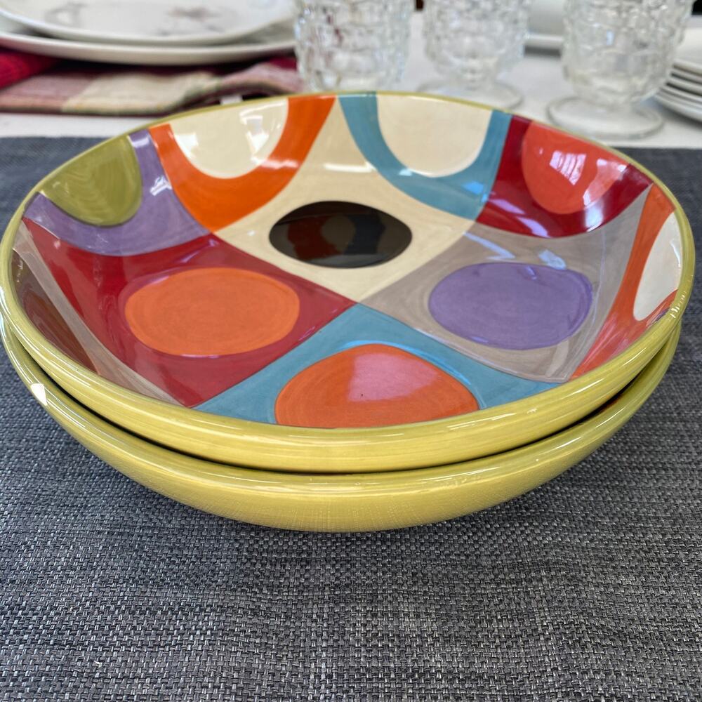 Pier 1 Urban Dot Set of 2 8” Coupe Cereal Soup Bowls